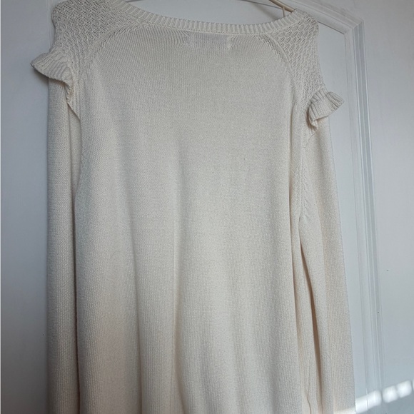Cream Ruffle Knit Sweater - Picture 2 of 2